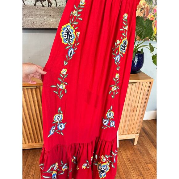 Farm Rio Embroidered Dress Square Neck Folklore Boho Linen Small Petite MINT! - Picture 11 of 13